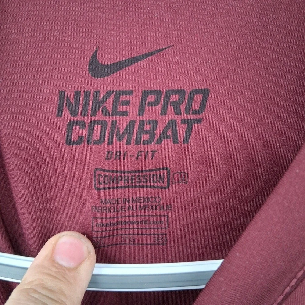 Nike Pro Combat Shirt Mens 3XL Dark Maroon Compression Dri-FIT Short Sleeve